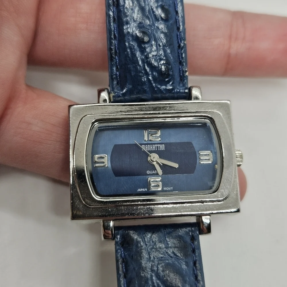 vintage Manhattan by Croton blue rectangular watch